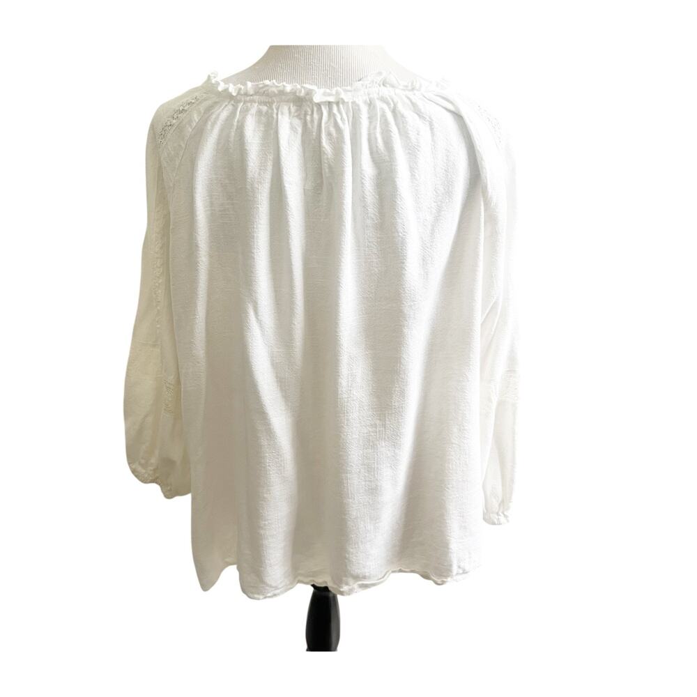 Spell & The Gypsy Blouse Women's Large White Linen Tassel Ties Bohemian Peasant - Picture 5 of 14